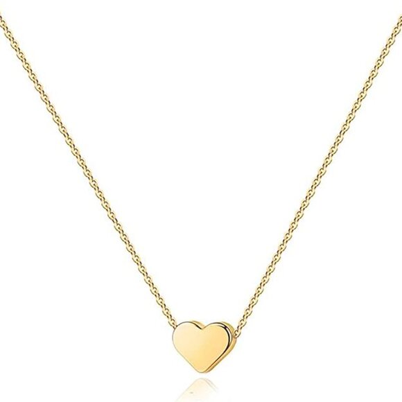 14K Gold-Plated Heart Pendant Necklace –Dainty Minimalist Luxury Women's Jewelry - Picture 2 of 2